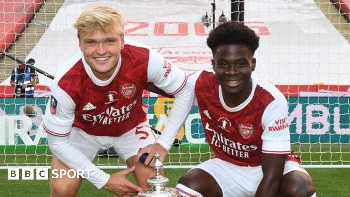 FA Cup winners' medal, Odegaard's armband and Pictionary with Arteta